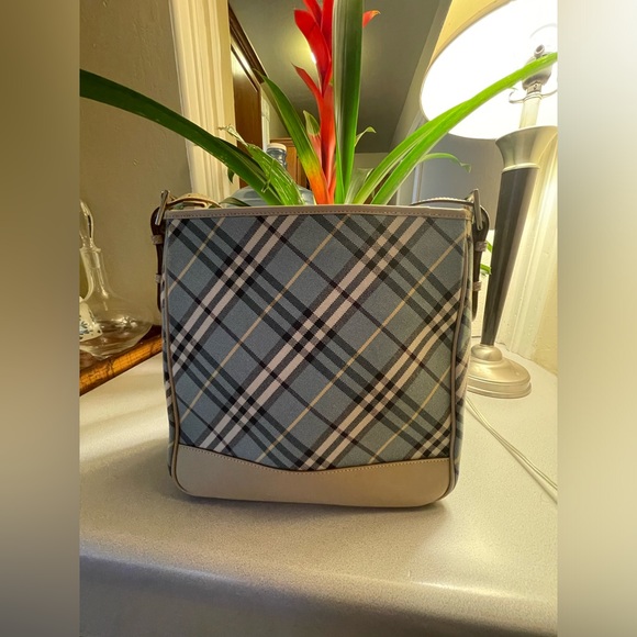 Burberry Blue and Cream Plaid Shoulder Bag - Picture 2 of 13